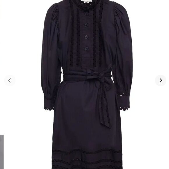 NEW Antik Batik Mali navy blue long sleeve button lace dress puff sleeve 40 - Picture 2 of 13